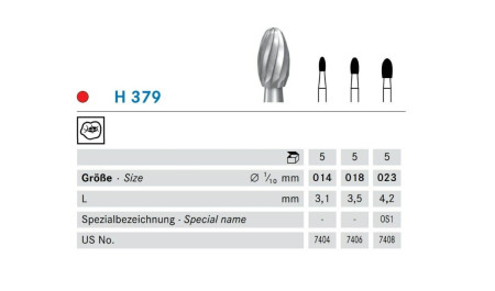 Komet hardmetaalfinier H379, FG (schacht 314)