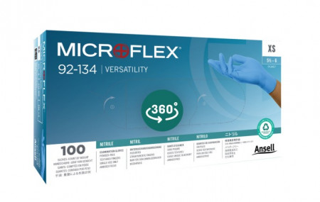microflex nitril hs pf m blauw 100st