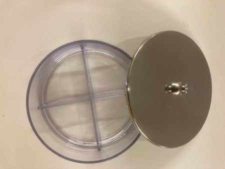 Wattenrollenpot RVS met deksel 8,5x5 cm st