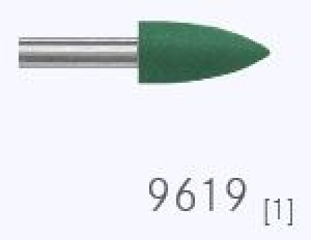 Komet polijstrubber groen 9619 045, RA (schacht 204) 10st