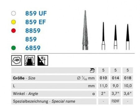 Komet diamantboor 8859 (fijn), FG (schacht 314)