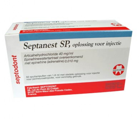Septanest SP 1:100.000 Adrenaline 50 cylinders &agrave; 1,7ml