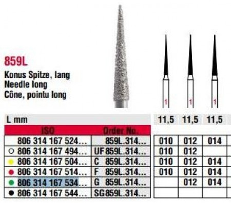 Edenta diamantboor G859L 014 FG (schacht 314) 5st