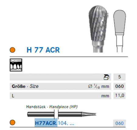 Komet HM frees H77ACR 060, HP (schacht 104)