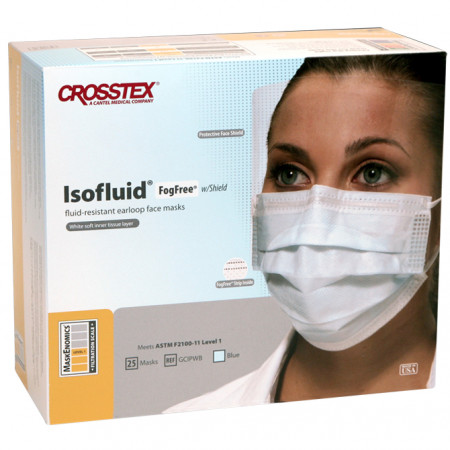 Crosstex mondmaskers Isofluid FogFree blauw 40st