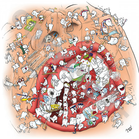 cartoon plafondplaat gebitszorg 2st