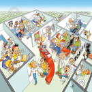 cartoon plafondplaat praktijkkamers 2st