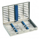Nichrominox Cassette voor 10 instrumenten 18 x 14 x 2,5 cm blauw